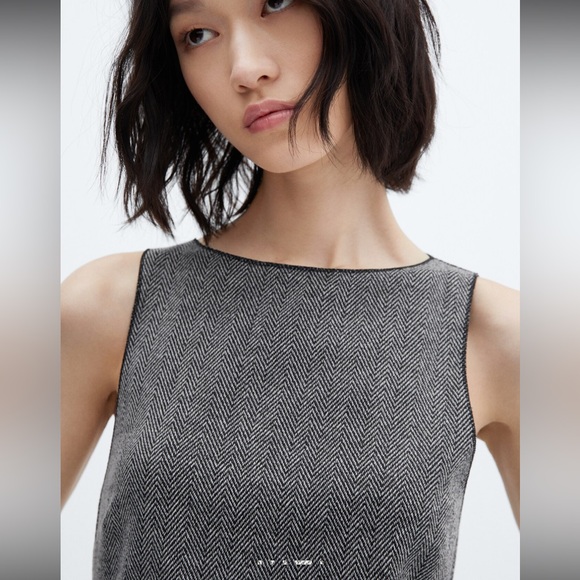 NWT Mango Women’s Black and Gray Short Knitted Mini Dress - Picture 5 of 14